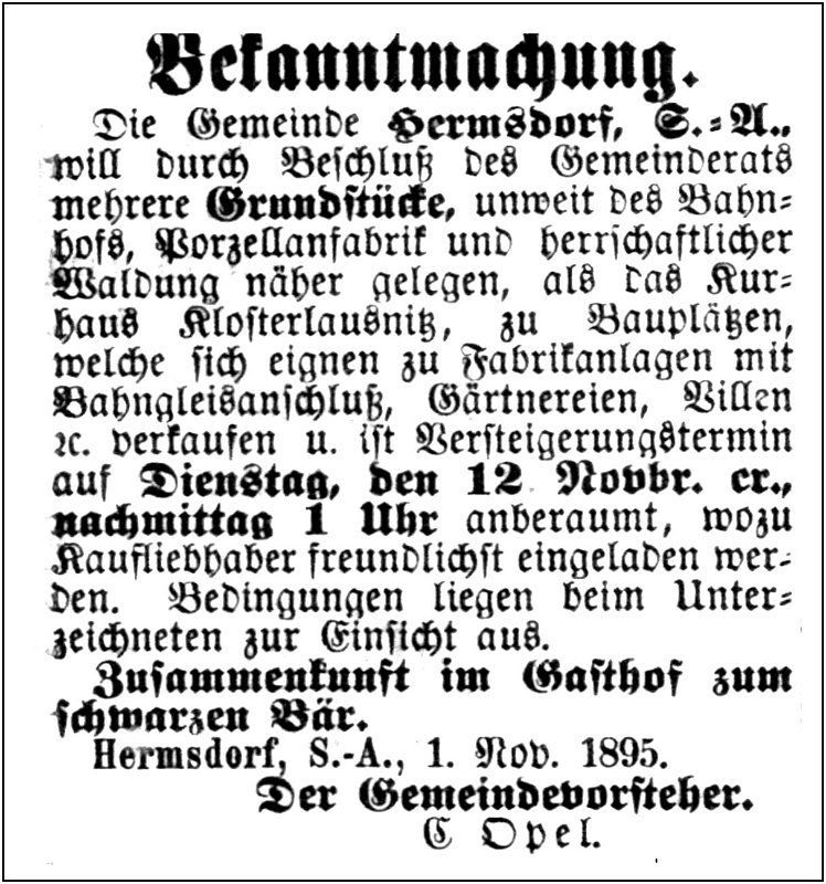 1895-11-07 Hdf Grundstuecksversteigerung